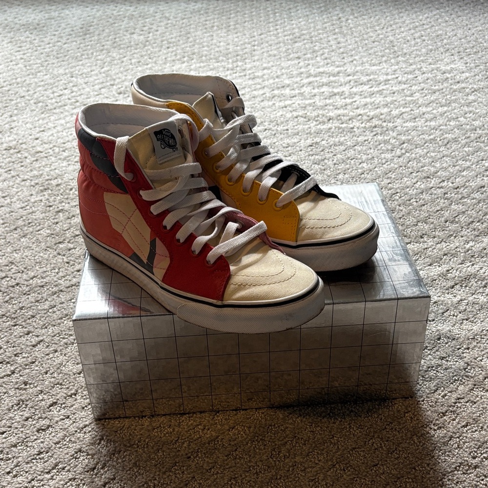 Colorful High-Top Moma Vans Sneakers - size 8